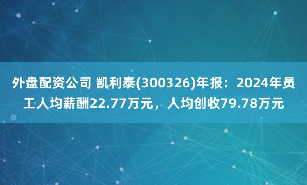 外盘配资公司 凯利泰(300326)年报：2024年员工人均薪酬22.77万元，人均创收79.78万元