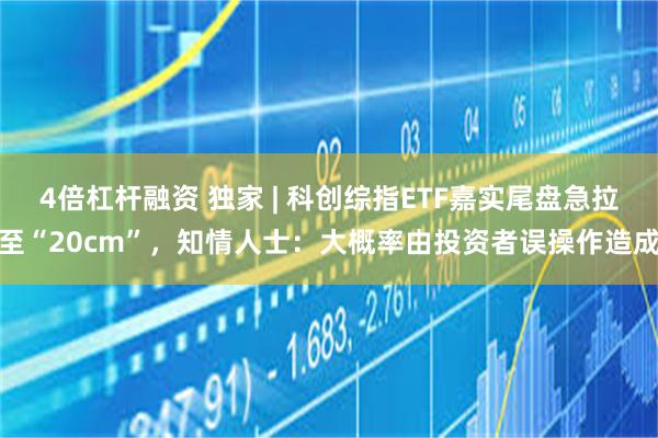 4倍杠杆融资 独家 | 科创综指ETF嘉实尾盘急拉至“20cm”，知情人士：大概率由投资者误操作造成