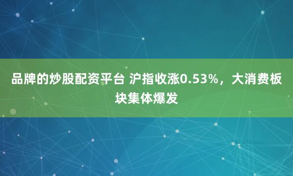 品牌的炒股配资平台 沪指收涨0.53%，大消费板块集体爆发
