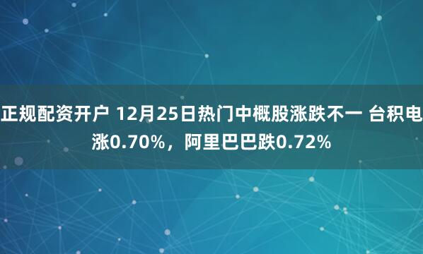 正规配资开户 12月25日热门中概股涨跌不一 台积电涨0.70%，阿里巴巴跌0.72%