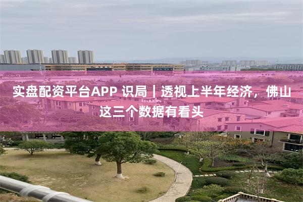 实盘配资平台APP 识局｜透视上半年经济，佛山这三个数据有看头