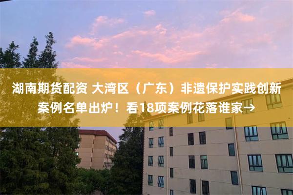 湖南期货配资 大湾区（广东）非遗保护实践创新案例名单出炉！看18项案例花落谁家→