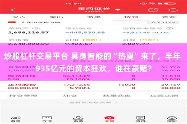 炒股杠杆交易平台 具身智能的“热夏”来了,半年 935亿元的资本狂欢,谁在豪赌?