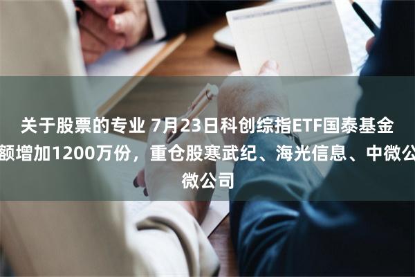关于股票的专业 7月23日科创综指ETF国泰基金份额增加1200万份，重仓股寒武纪、海光信息、中微公司