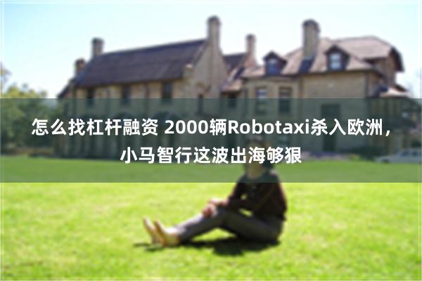 怎么找杠杆融资 2000辆Robotaxi杀入欧洲，小马智行这波出海够狠